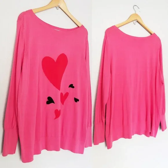 Chico’s Big Heart Pink Pullover Sweater Lightweight Jumper Plus Size XXL $90 - Picture 15 of 16